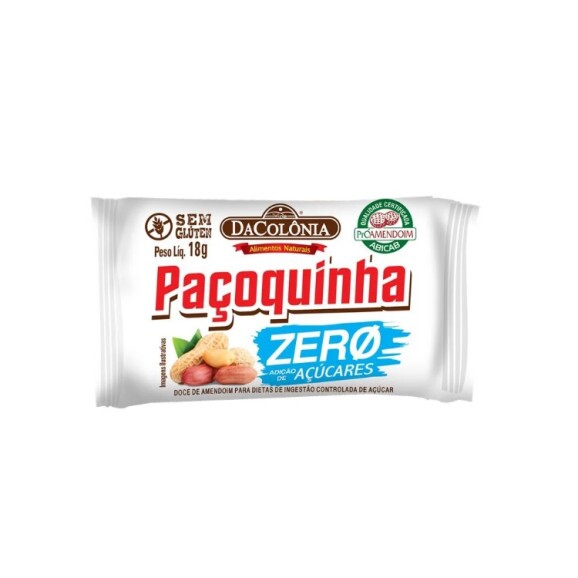 Paçoquinha Rolha Zero Açúcar Da Colonia - 170g Sem Glúten E Lactose