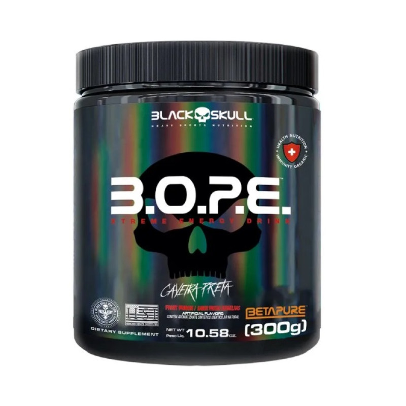 Pré-treino B.O.P.E Black Skull - 300g / Sabor Frutas Vermelhas