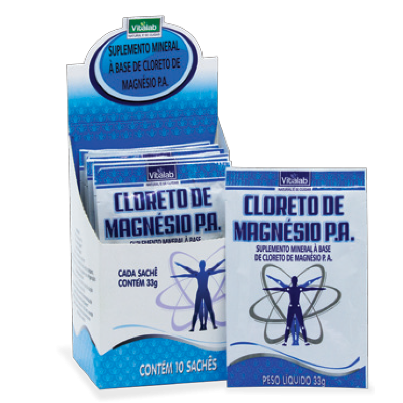 Cloreto de Magnésio PA 10 Sachês de 33g Vitalab no Empório Rosa