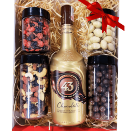 Cesta de Natal Premium - Castanhas, Frutas Secas, Dragee e Licor 43 de Chocolate
