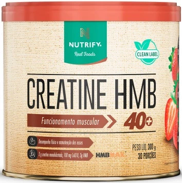 Creatine HMB 40+ Sabor Morango 300g Nutrify | Força, Proteção