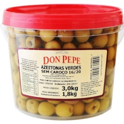 Azeitona Verde sem Caroço 16/20 Blade 1,8Kg Don Pepe