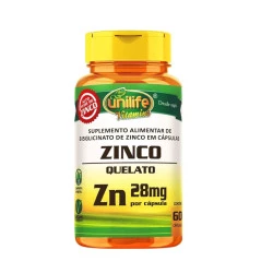 Cápsulas de Zinco Quelato (Bisglicinato) 60 de 500mg Unilife