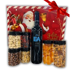 Cesta Premium 7 itens - Castanhas, Frutas Secas, Dragee e Vinho Potuguês EA