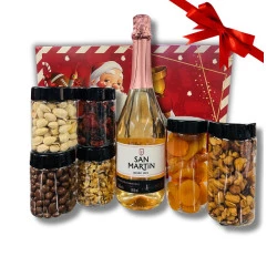 Cesta Premium - Castanhas, Frutas Secas, Dragee e Espumante San Martin