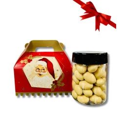 Mini Caixa de Natal - Dragee Amêndoa de Chocolate Branco