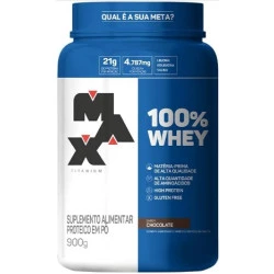 Whey 100% Chocolate Pote 900g Max Titanium