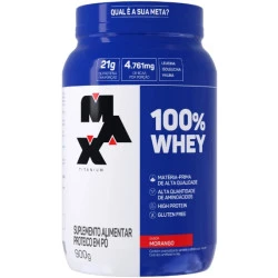 Whey 100% Morango Pote 900g Max Titanium